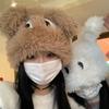Cute Big Eyes Plush Warm Cap Fluffy Beanies Hat Korean Girl Ear Cover Hats  Women