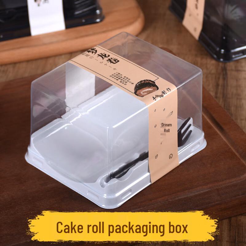 Прозрачная коробка для упаковки рулета с вилкой