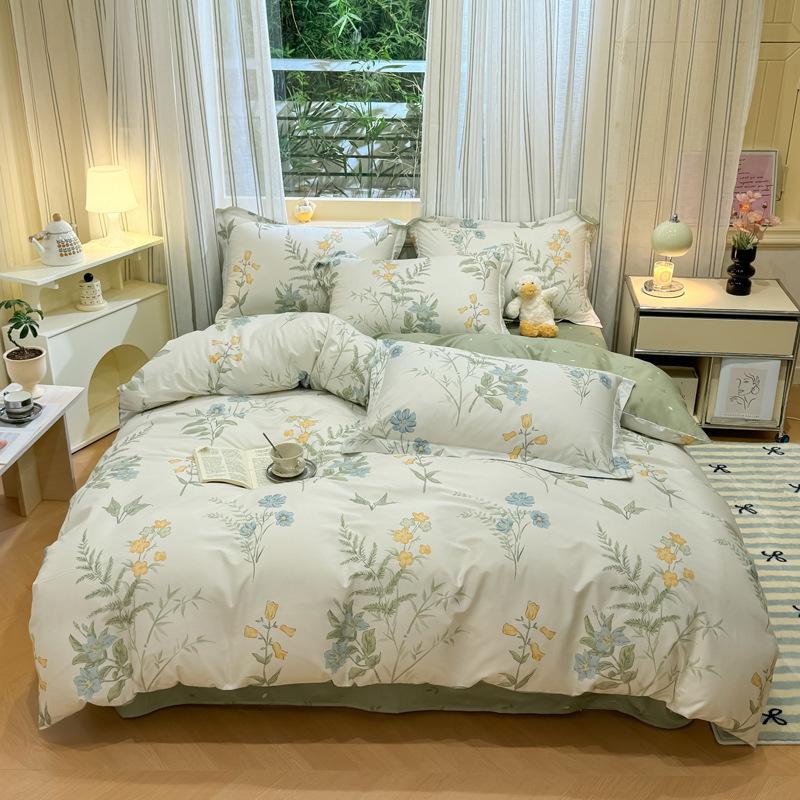 Комплект из четырех предметов, пододеяльник из чистого хлопка, простыня из хлопка, комплект из трех предметов для односпальной кровати в общежитии