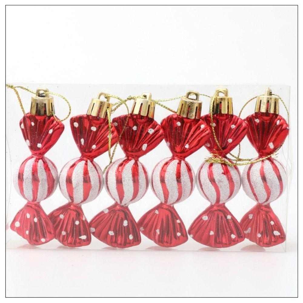 6pcs Multicolor Red Gold Christmas Hanging Decoration Candy Xmas Ornament Ball Xmas Baubles