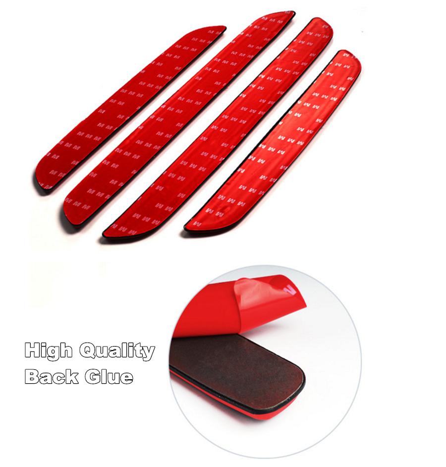 4 шт. Универсальные резиновые накладки на пороги дверей автомобиля под цвет углеродного волокна, защитные панели, накладки на пороги, защита углов бампера в спортивном стиле