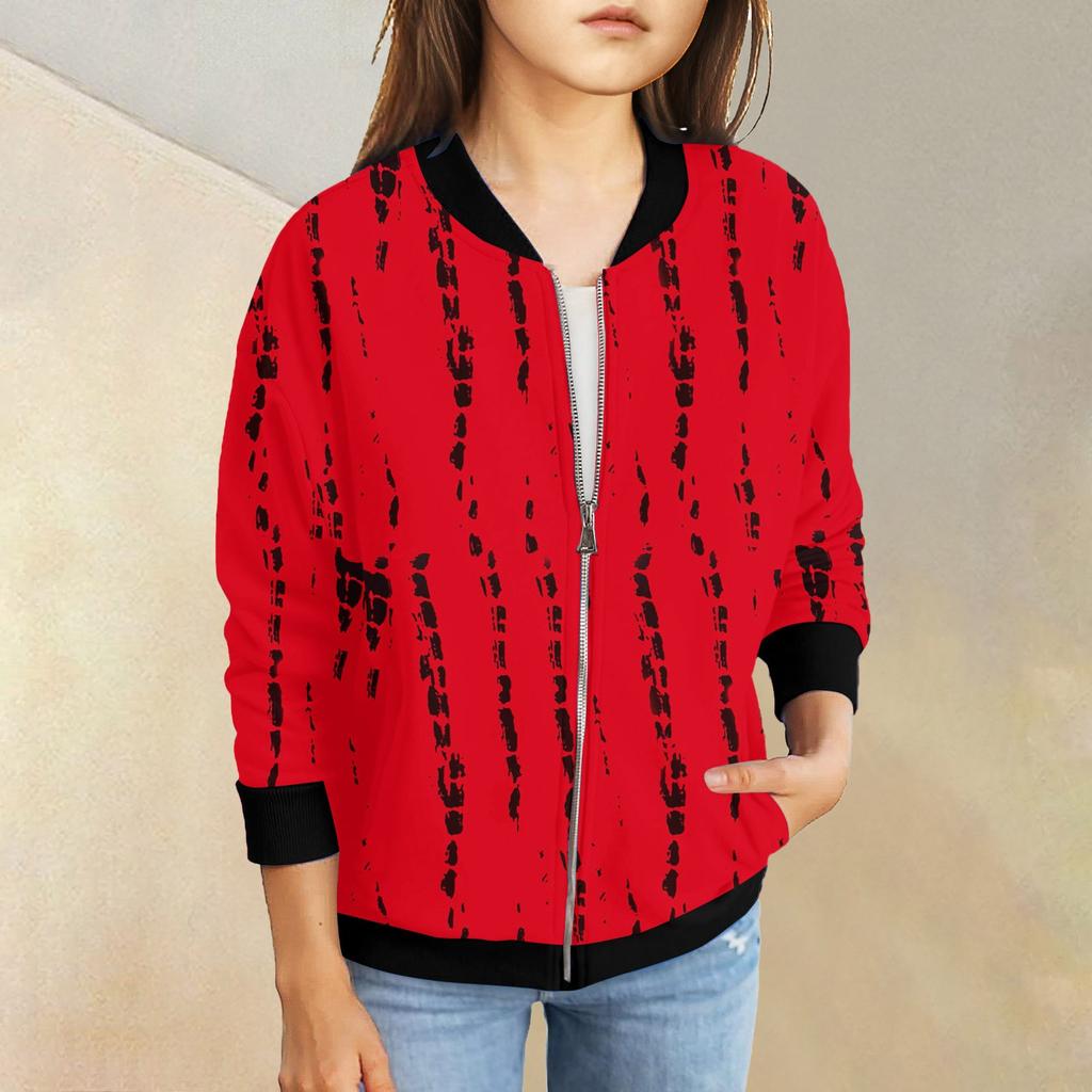 Куртки на молнии для девочек, детские осенние толстовки с длинными рукавами, верхняя одежда с карманами 5-15 лет