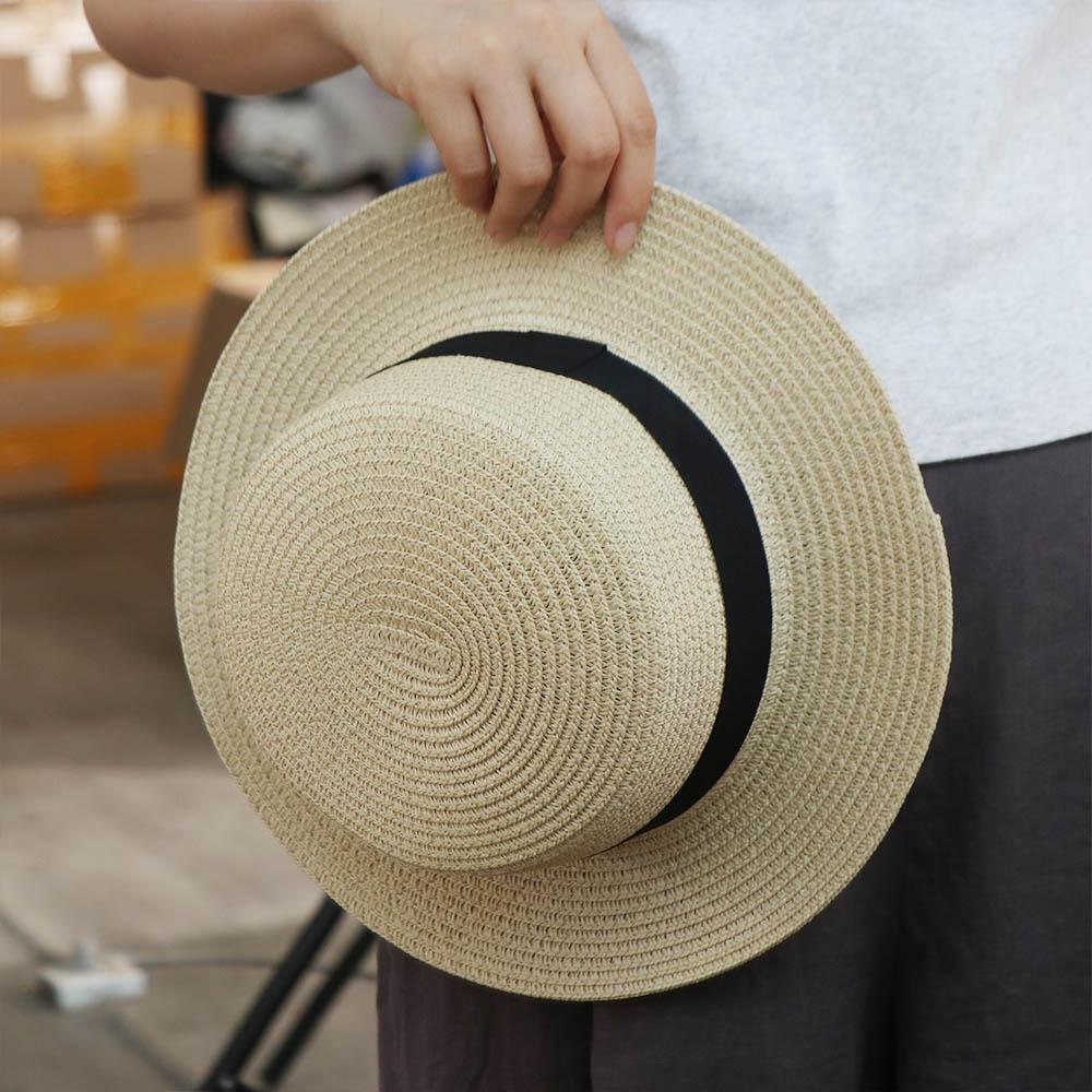 Sunshade Flat Tops Cap French Style Sun Hat Ins Straw Hat  Men and Women