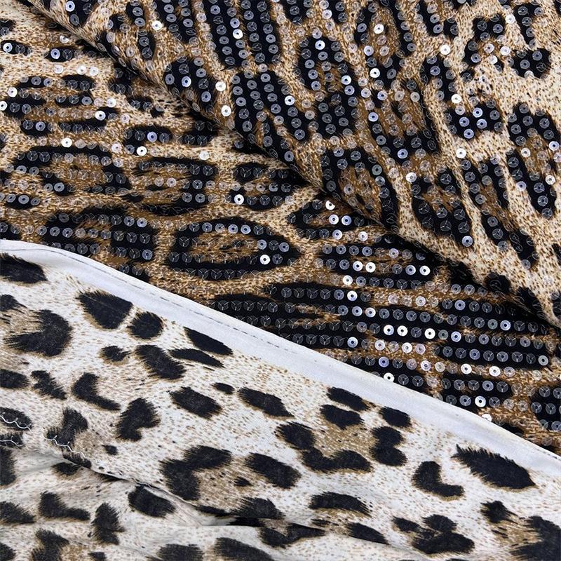 1 ярд ткань с леопардовым принтом из пайеток через яркую листовую ткань аксессуары для одежды ткань с вышивкой пайетками шитье платья текстиль