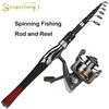 SOUGAYILANG 1.6M Telescopic Spinning Fishing Rod Outdoor Sports Travel Portable Ultralight 11BB Spinnng Fishing Reel Rod Combo