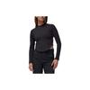 Solid Color Slim Fit Knit Long Sleeve Crew Neck T-Shirt Women Tops Black FN5400-045