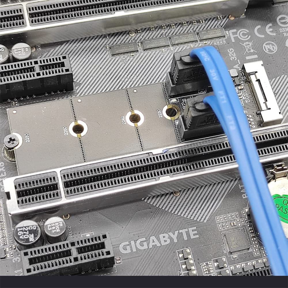 NFHK NGFF Key B+M PCI Express to SATA 3.0 6Gbps Dual Port Vertical Adapter Converter Hard Drive Expansion Card JMB582 2230 2242 2260 2280