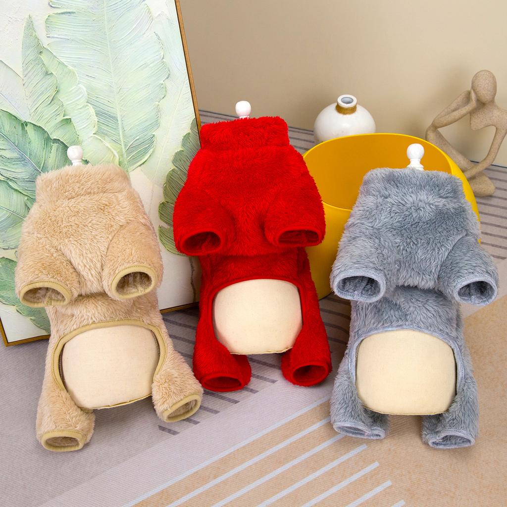 Warm Thickened Pet Overalls Coral Fleece Puppy Pajamas Winter Dog Jumpsuit Clothes for Small Dogs Cats Yorkie Chihuahua Costumes