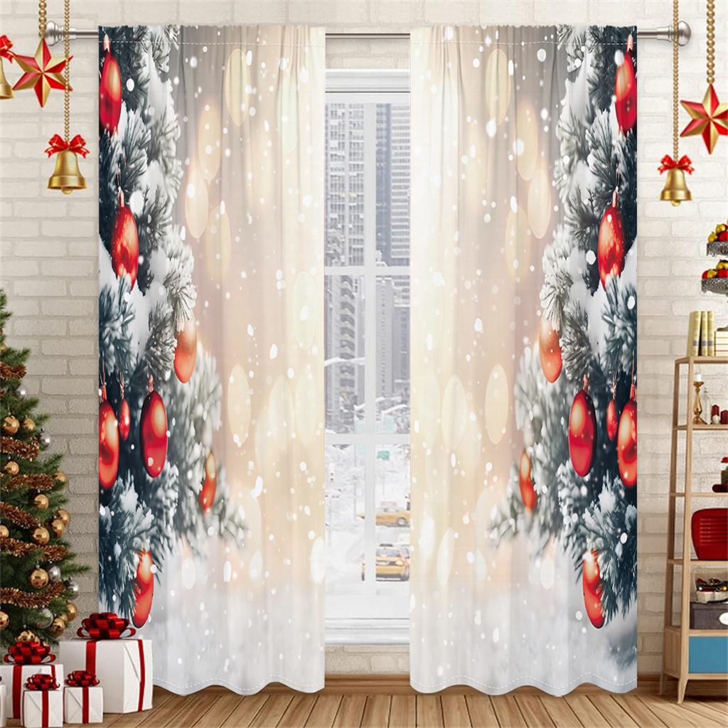 Рождественские шторы Красные панели для спальни 3D Венок Санты Праздничный декор 2 панели Рождественские праздничные оконные шторы