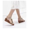Bohemian Ethnic Style Slope Heel Sandals New Summer Middle Heel Rhinestone Beaded Vacation Beach Shoes