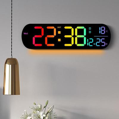 Креативные светодиодные настенные часы с RGB-подсветкой 6651R - Многофункциональный цифровой дисплей для гостиной