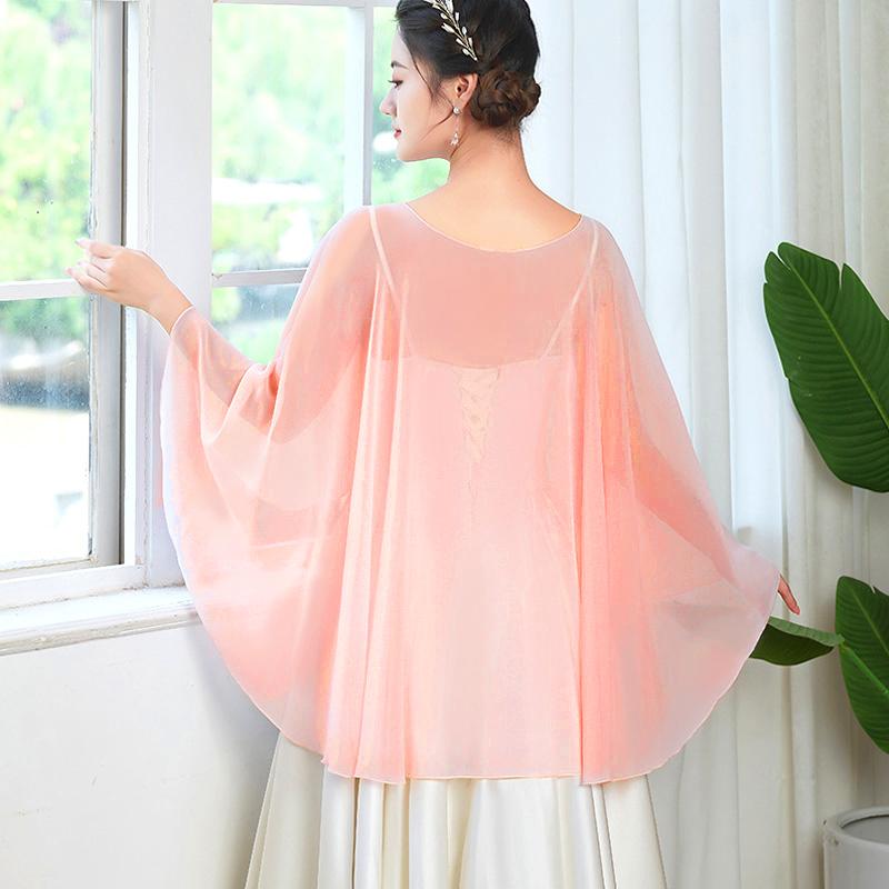 1PC Thin Banquet Cloak Shawl Wedding Chiffon Solid Color Breathable Lightweight Elegant