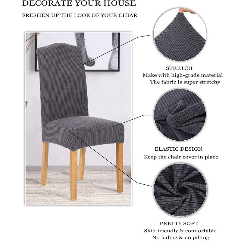 Жаккардовый чехол на стул, эластичные чехлы из спандекса, чехлы на стулья для кухни, столовой, кухни, свадьбы, банкета