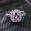 Square Shape Elegant Temperament Opening Rings For Women Zircon Engagement Party Fine Jewelry Gift