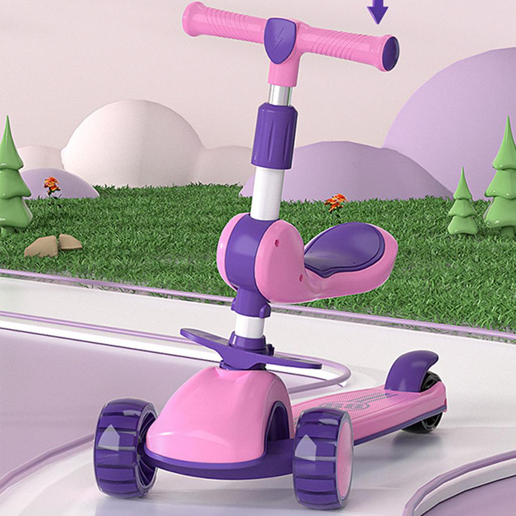 3-колесный самокат со светодиодной подсветкой, рулем и съемным сиденьем, складной самокат для активного отдыха