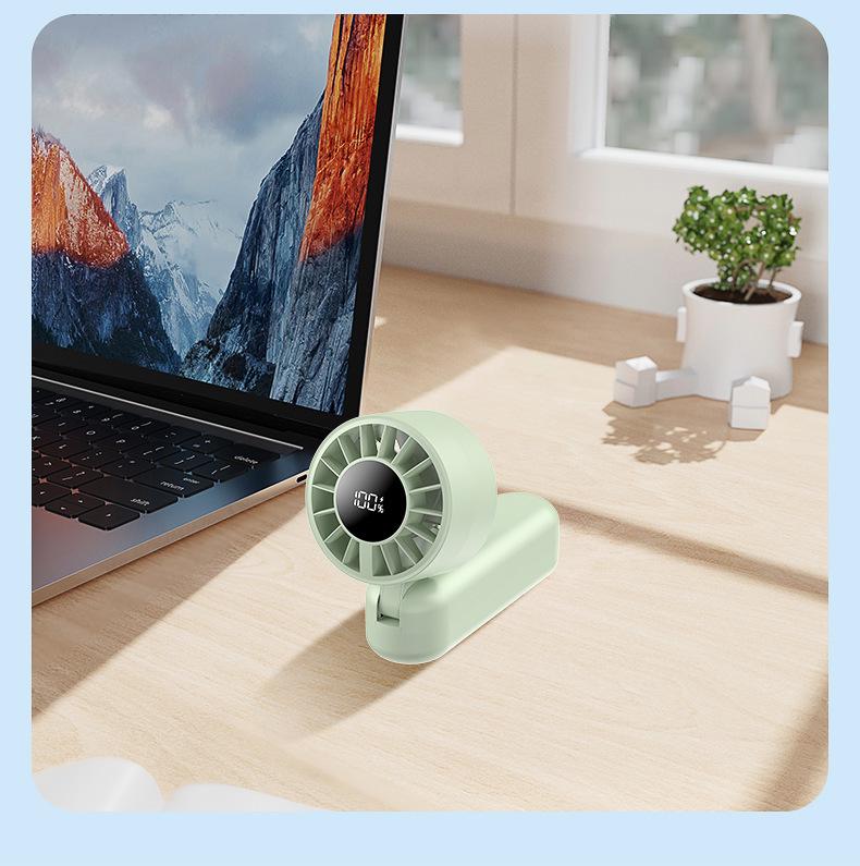 Portable Foldable USB Rechargeable Handheld Fan with Digital Display