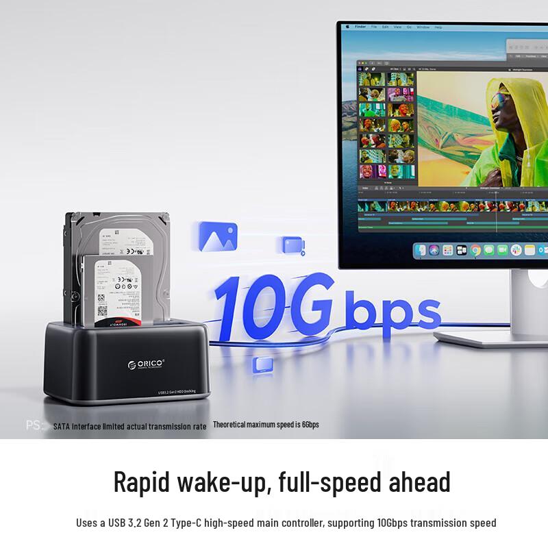 orico Однослотовый док USB-C для SATA-накопителей 2,5/3,5 дюйма