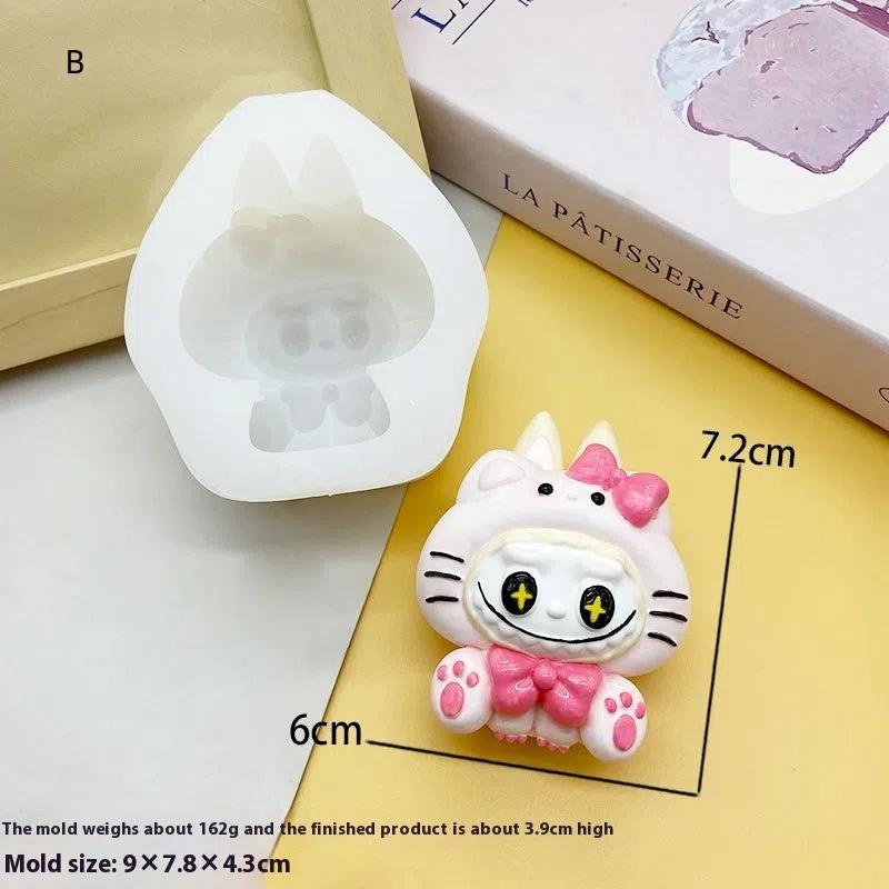 Cute Labubu Silicone Candle Mold Lion Animal Soap Paste Cement Casting Mold Diy Chocolate Ice Baking Tool