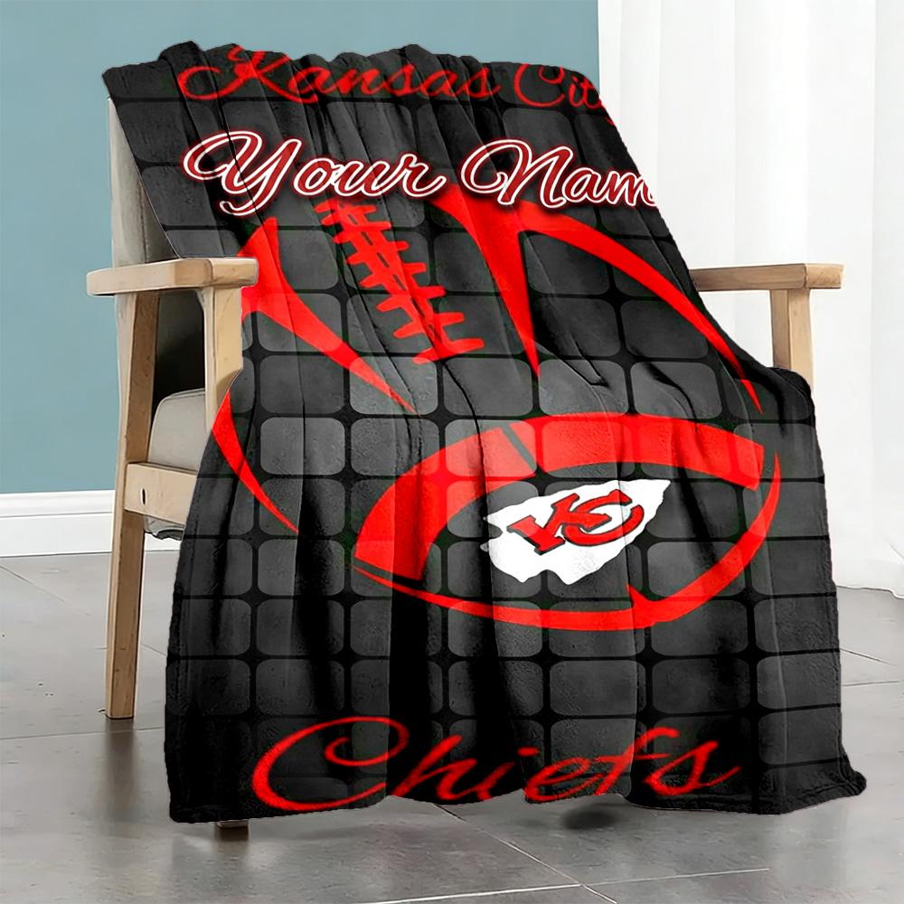Kansas City Football Customize Your Name Blanket Cozy Personalized Blanket Durable Comfort Versatile For Nap Chair Seaside Picnics