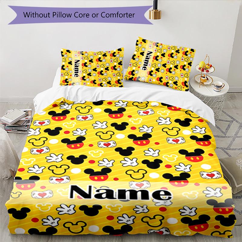 3pcs Mickey13 Cover Set - Personalized Name, HD Printed Bedding with 1 Cover and 2 Pillowcases - Perfect for Home Decor, Easy Care