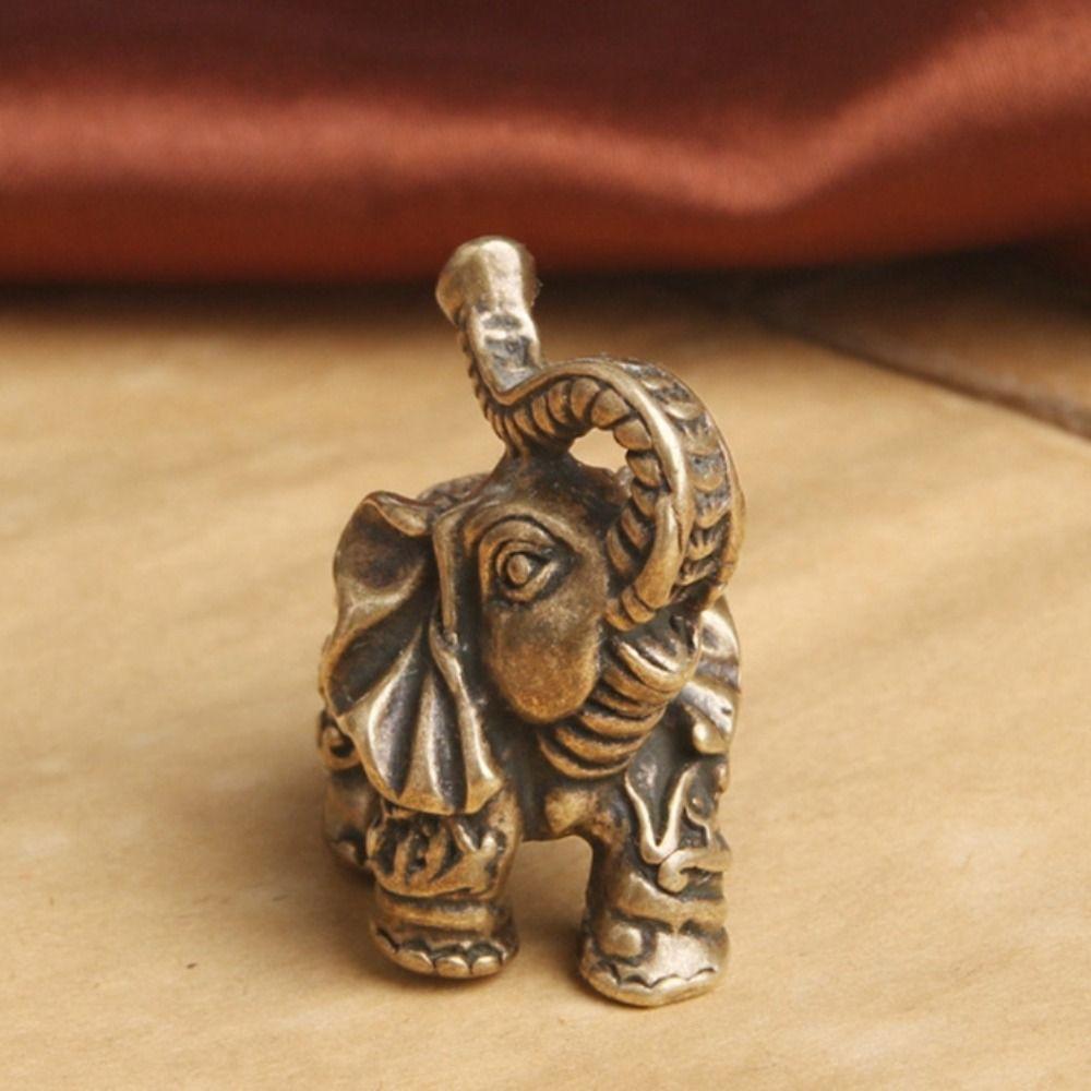 Keychain Pendant Elephant Elephant Miniatures Fu Character Wealth Texts Alloy Elephant Alloy Small Home Decor