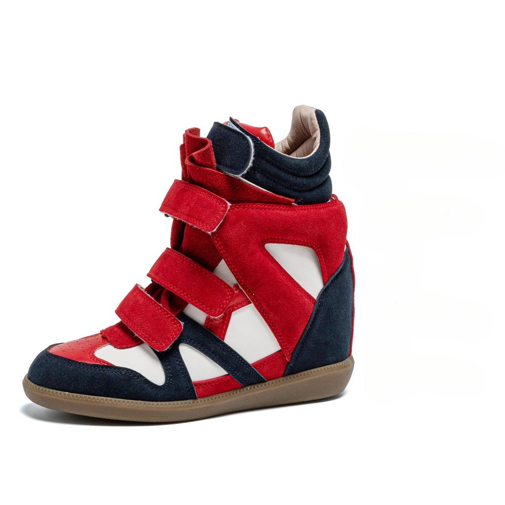 Профессиональные женские ботинки с увеличением внутренней высоты 8 см, высокие, на танкетке с увеличением внутренней высоты, повседневная обувь на липучках, версия для невысоких женщин