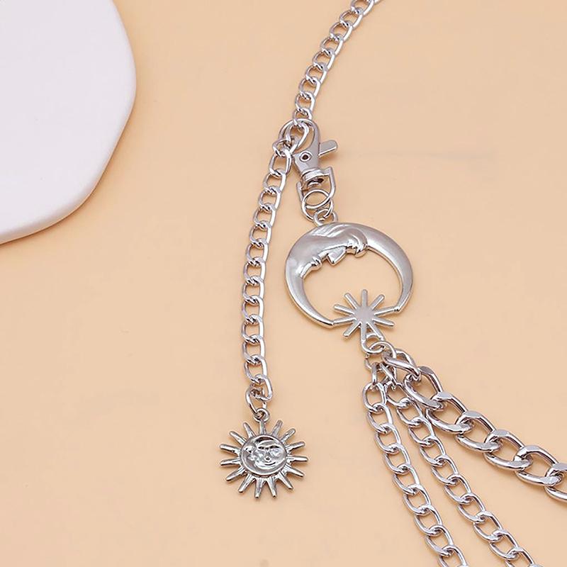 1Pc Women Waist Chain Belt For Dress Skirt Belts With Moon Star Waistbands Gold Silver Ladies Clothing Chain Accessories