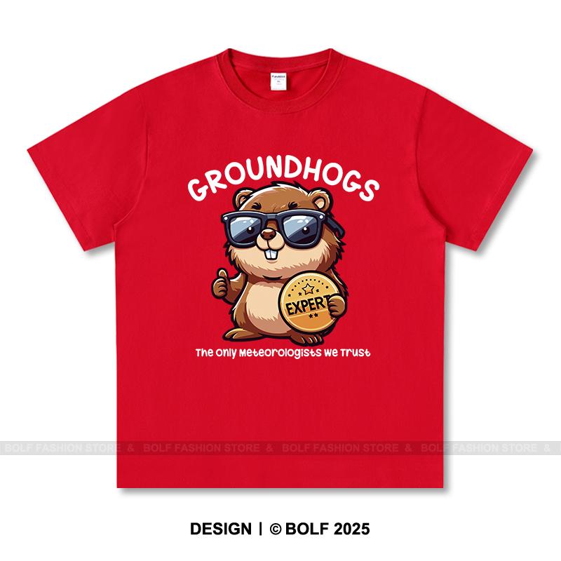 Women's Groundhogs Printed T-Shirt 100% Cotton Oversized Animal Graphic Tees for Men Summer Tops Nature Streetwear