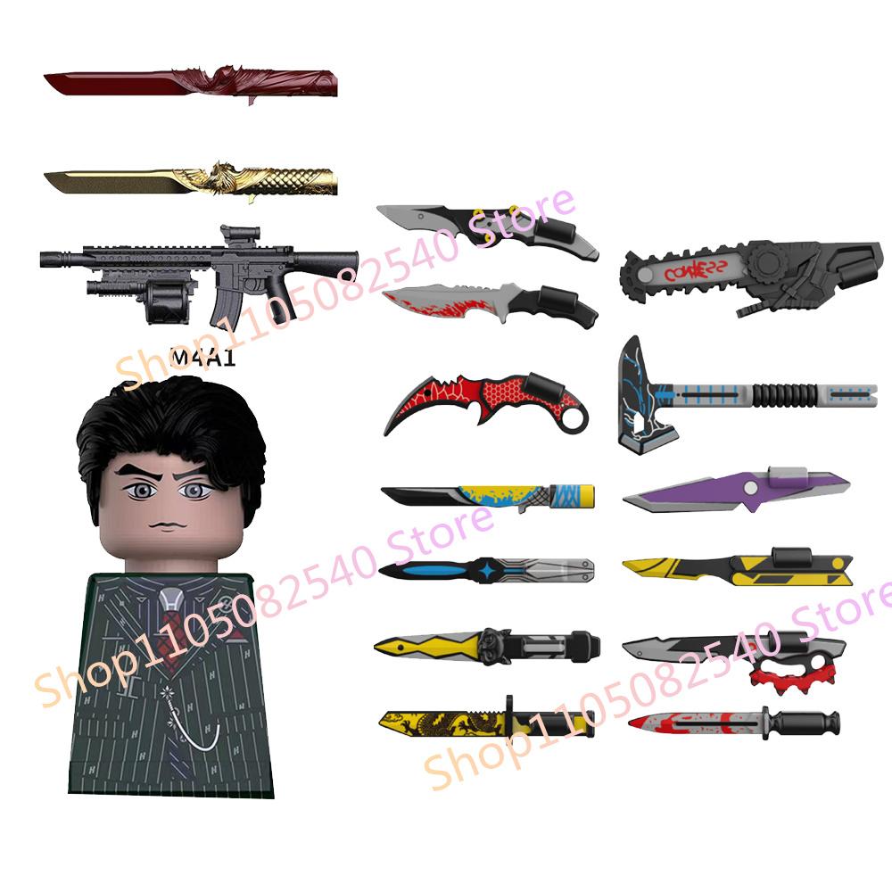 MOC Военная Мультяшная Игровая Фигурка Действия Строительный Блок Оружие Аксессуар Винтовка Спецназа Молоток Бензопила Дрон Детская Игрушка Подарок
