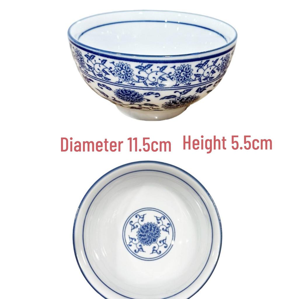 Ретро сине-белый фарфоровый набор посуды: Чайная чашка, Миска для риса, Тарелка, Суповая ложка