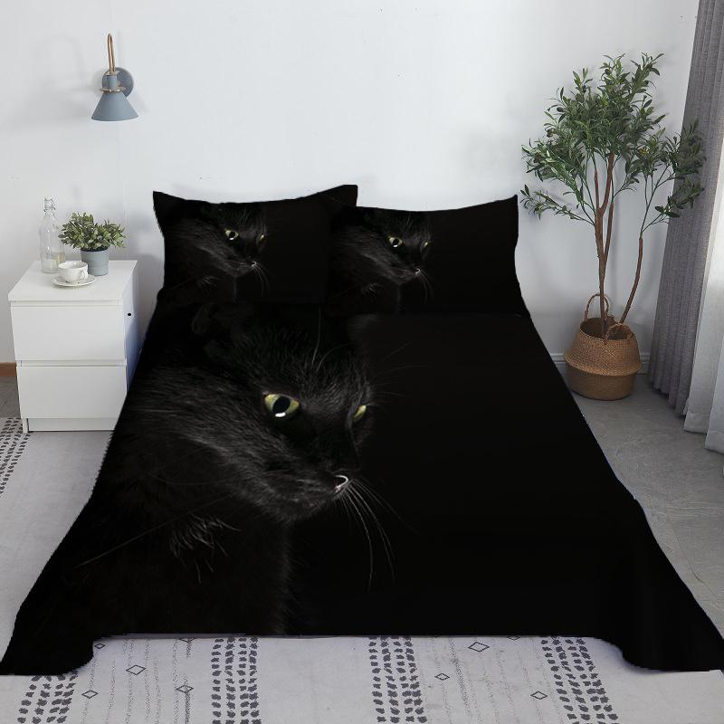 Lovely Cat Bed Sheet Set Animal Pets Bed Sheets And Pillowcase 3d Bedding Digital Printing Flat Sheet 100% Polyester Bedspread