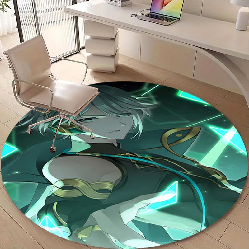 1pc Genshin Impact Alhaitham2 Design Printed Area Round Carpet for Bedroom Living Room Home Decor Rugs Mat Non Slip Mat Rug for Bedside