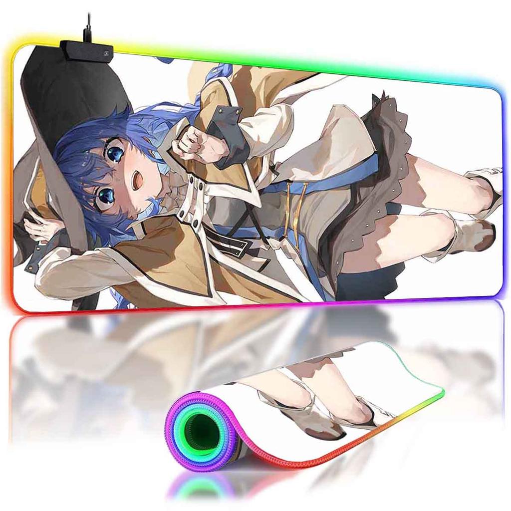 RGB Подсветка Аниме Рокси Мигурдия Коврик для Мыши Милый Аниме M_Mushoku Tensei Overwatch Коврик для Мыши Нескользящий Игровой Коврик для Клавиатуры