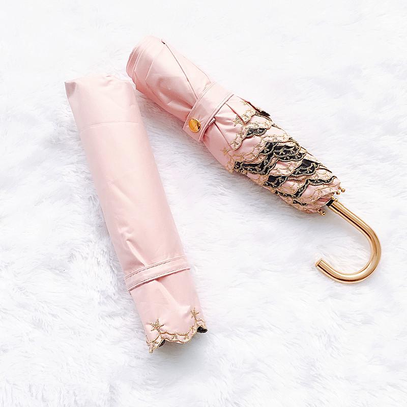 Японский легкий зонтик с вышивкой, анти-ультрафиолетовый женский изогнутый крючок, зонт от солнца, складной зонт, двойная защита от солнца