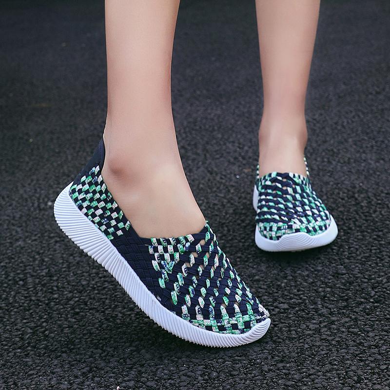 Summer Women Sneakers Plus Size Flats Loafers Soft Beach Walking Sports Shoes Lightweight Slip On