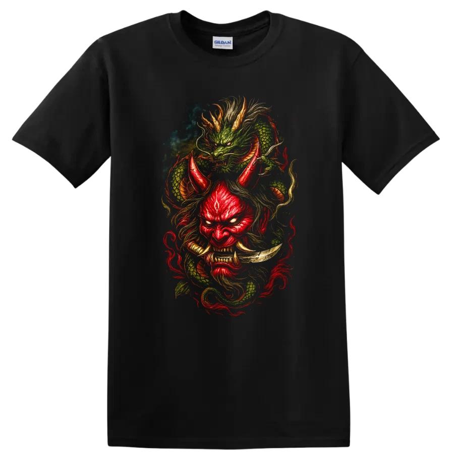 Japanese Demon Dragon T Shirt Red Devil Graphic Cool Tee Art Design