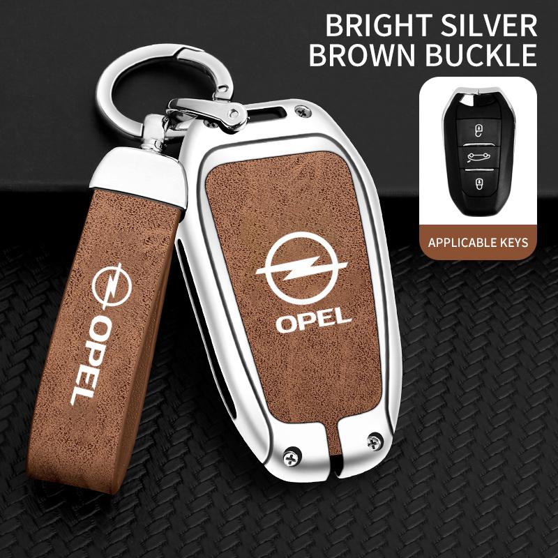 Кожаный Чехол-Оболочка Защитный Брелок из Цинкового Сплава для Умного Ключа Автомобиля Для Opel Mokka Corsa Astra Phev Grandland Hybrid 2025 Аксессуар