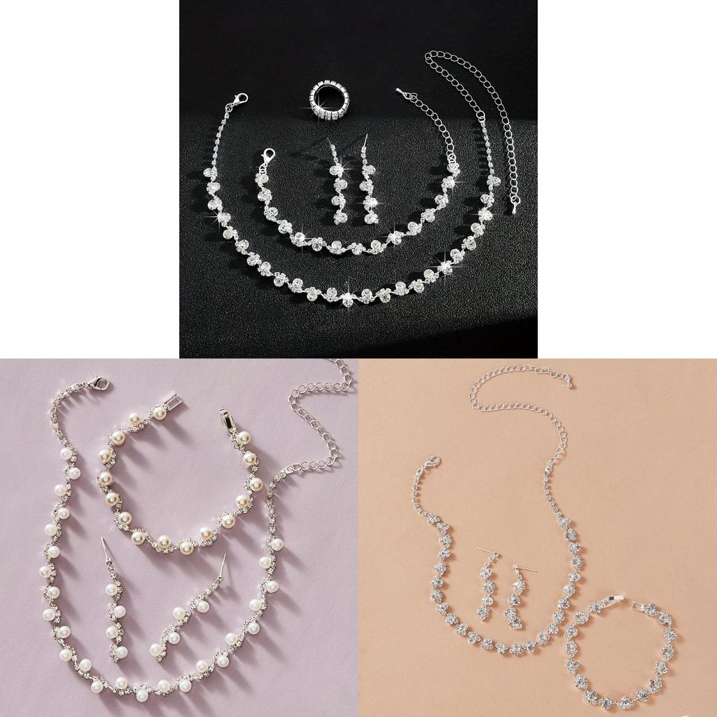 Fashion Bridal Jewelry Set With Waterdrop Crystal Necklaces And Earrings For Women