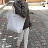 Black and White Thin Women Large Capacity Canvas Bags Travel Casual Daily Shoulder Tote Shopper Handbag Simple Hobo Bags