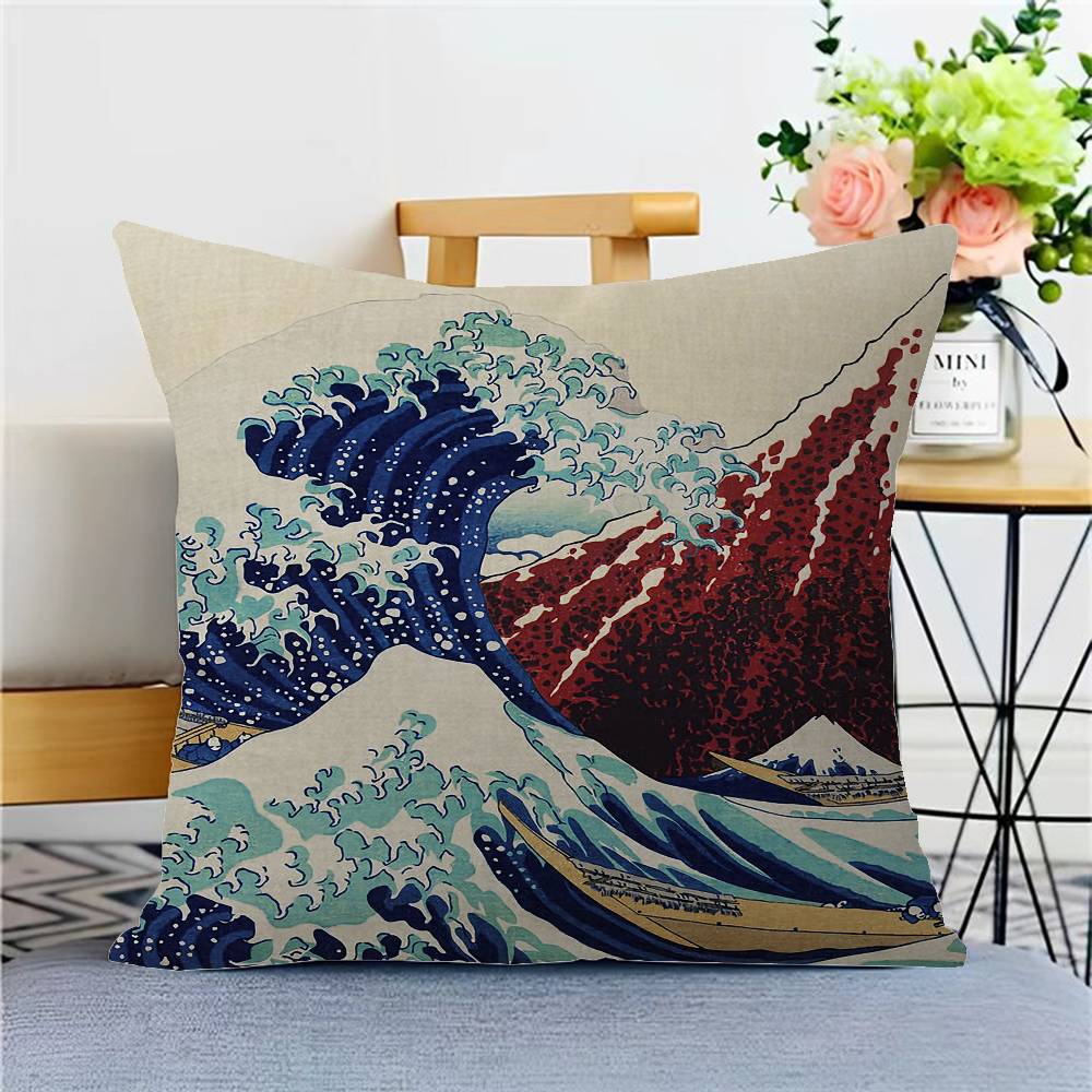 Наволочка «Большая волна в Канагаве» для спальни и гостиной, декоративная наволочка для подушки для дивана