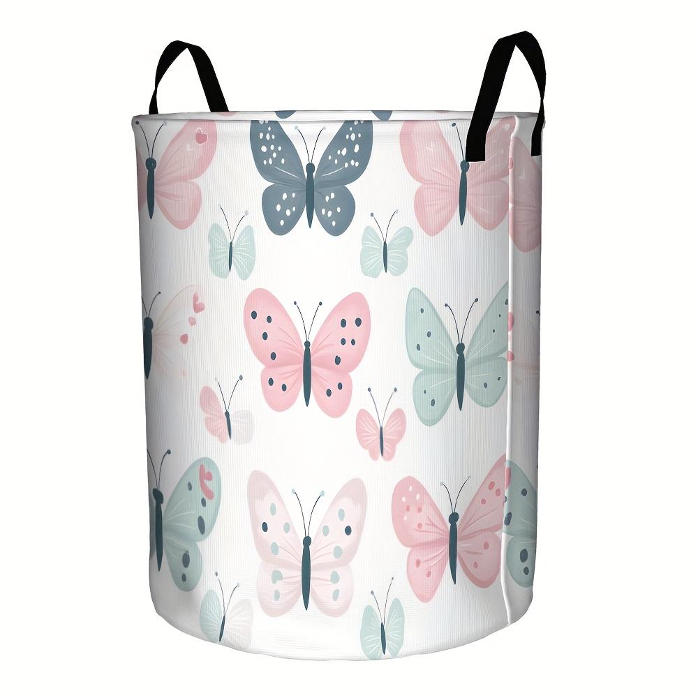 1pc, Colorful Butterfly Laundry Basket with Pastel Butterfly Pattern Perfect for Bathrooms, Bedrooms, And Laundry Areas, Essential for Back-To-School