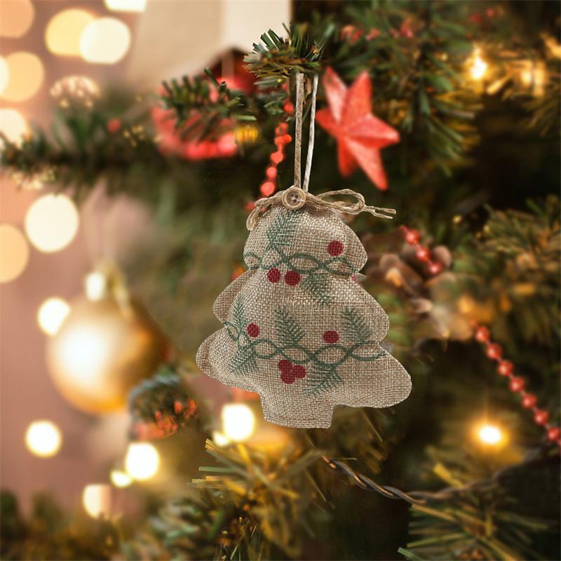 Рождественские льняные подвески, украшения для елки, торговые центры, маленькая печатная композиция в виде пятиконечной звезды, реквизит для вечеринок