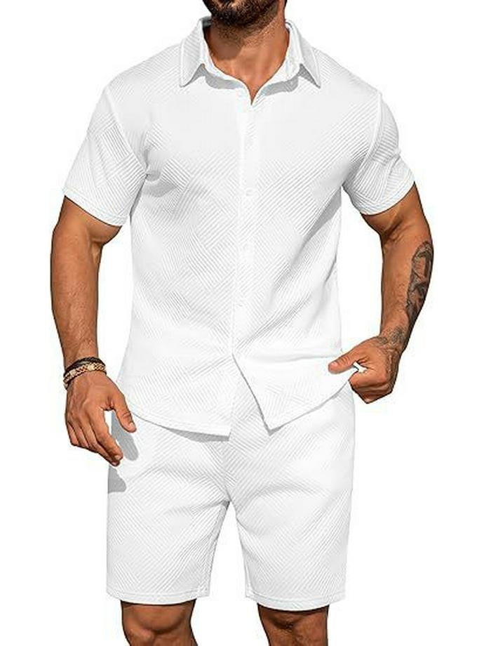 Вязаный летний пляжный комплект из топа на пуговицах и шорт с карманами, 2025