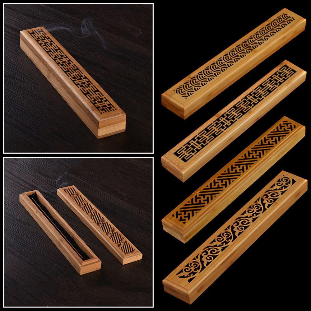 Aromatherapy Desktop Ornament Hollow carved Incense Holder Censer Ash Catcher Bamboo Incense Box
