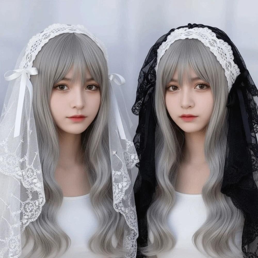 Black / White Lace Bow Hair Band Gothic Style Lolita Girls Headband Lolita Headwear Party