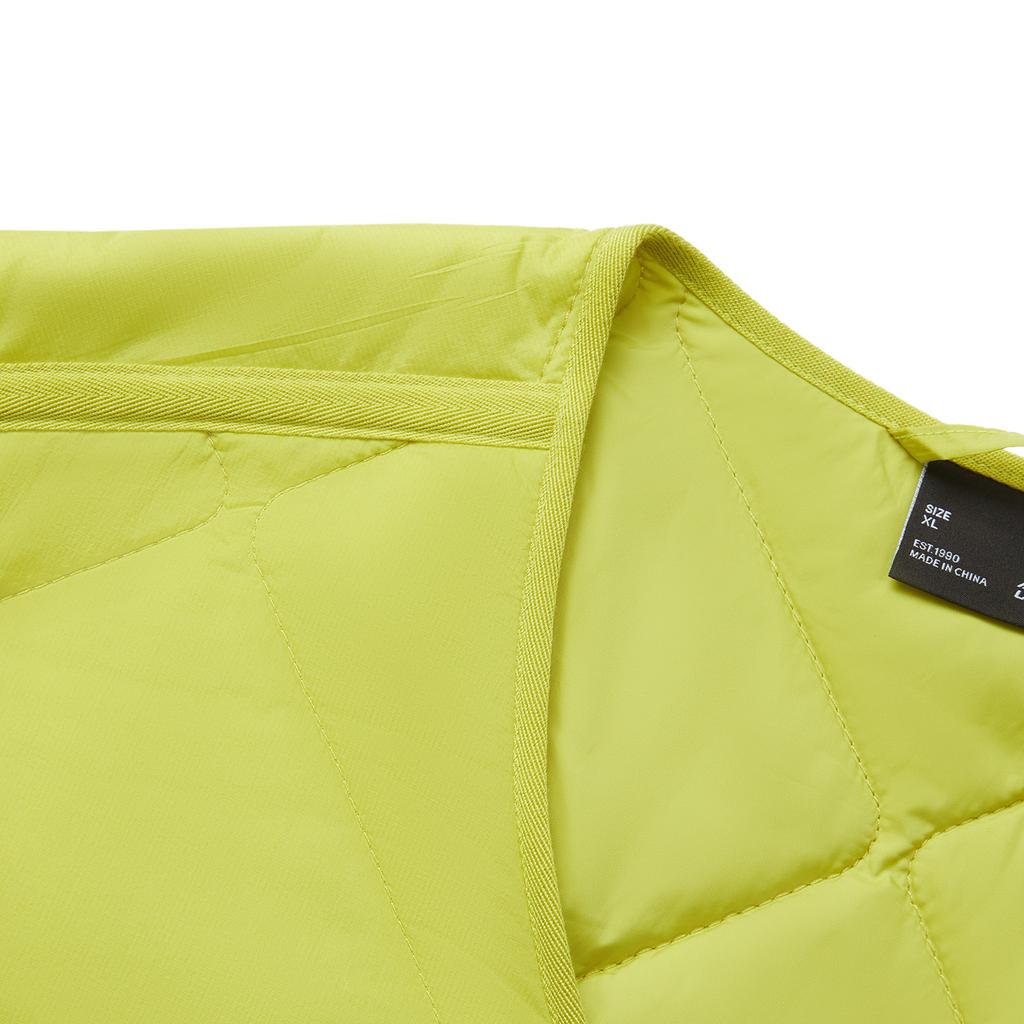 Li-Ning Водонепроницаемая свободная однобортная однотонная хлопковая куртка с V-образным вырезом и длинными рукавами, мужские куртки яблочно-зеленого цвета AJMU147-7