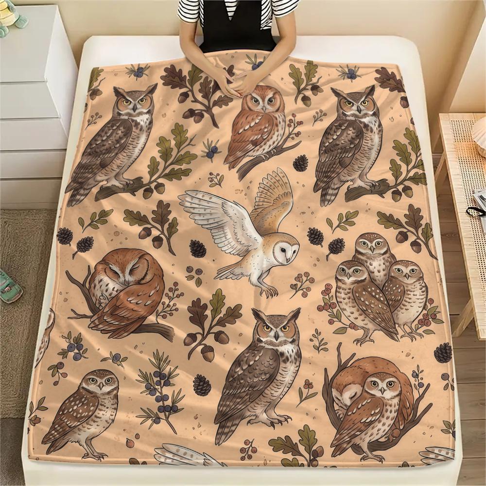 Retro animals hedgehog turtle Print Flannel Blanket High quality Comfortable for All Seasons Home Decor Warmth and Comfort Perfect for Christmas Gifts