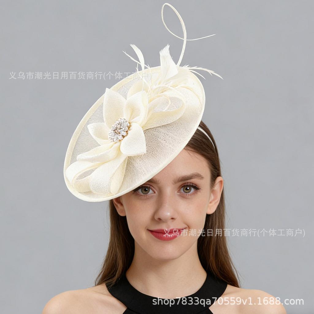 European and American bride rhinestone imitation hemp top hat, headgear, horse racing festival tea party, dance party exaggerated top hat