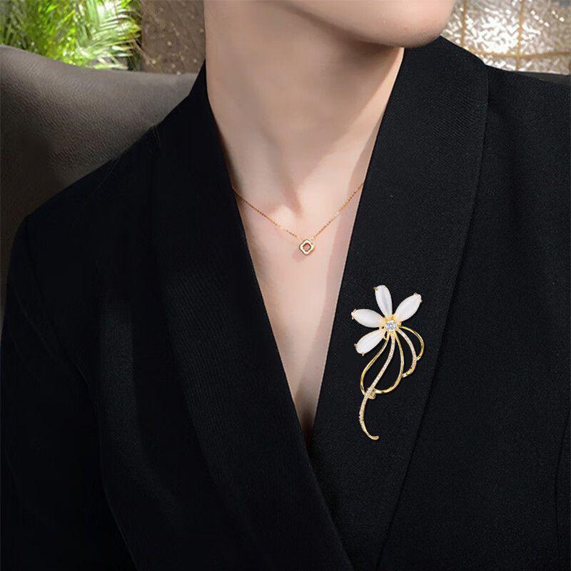 Elegant Plum Flower Brooch Set Women 3-Piece Alloy Pin Collection Korean Style Sweet Floral Accessory Gift Valentines