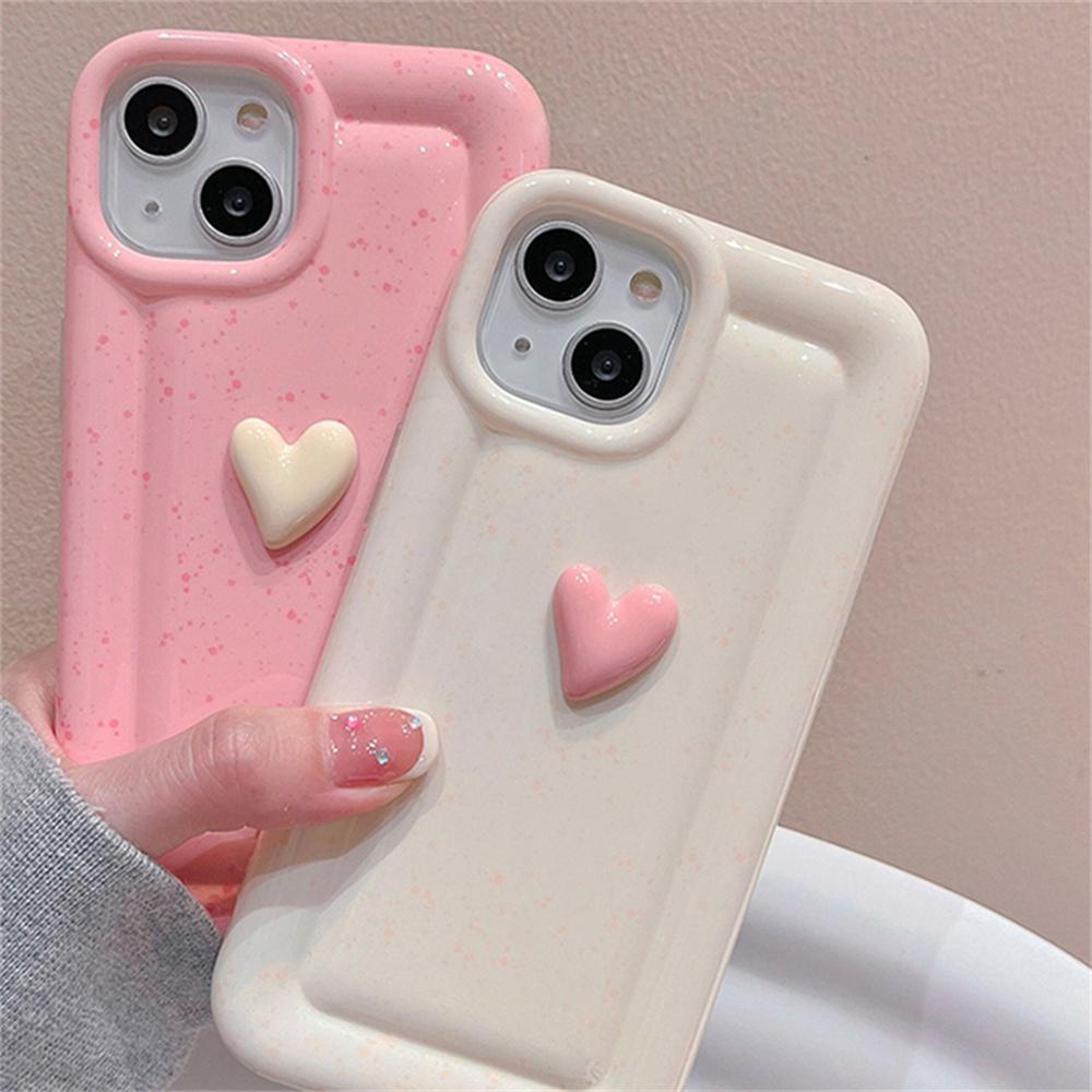 Корейский милый чехол для телефона с 3d сердечком ярких цветов для Iphone 14 13 12 11 Pro Max, однотонный противоударный мягкий чехол Funda
